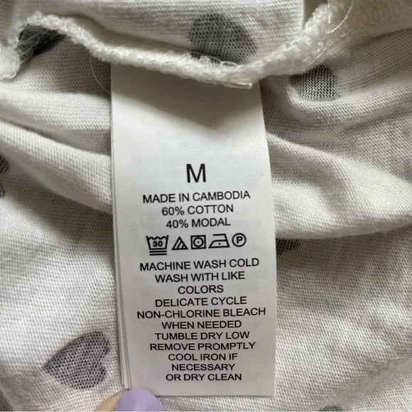 NWOT Kate Spade Pajama/Sleepwear Set, Medium, White with Black Hearts - Picture 7 of 7